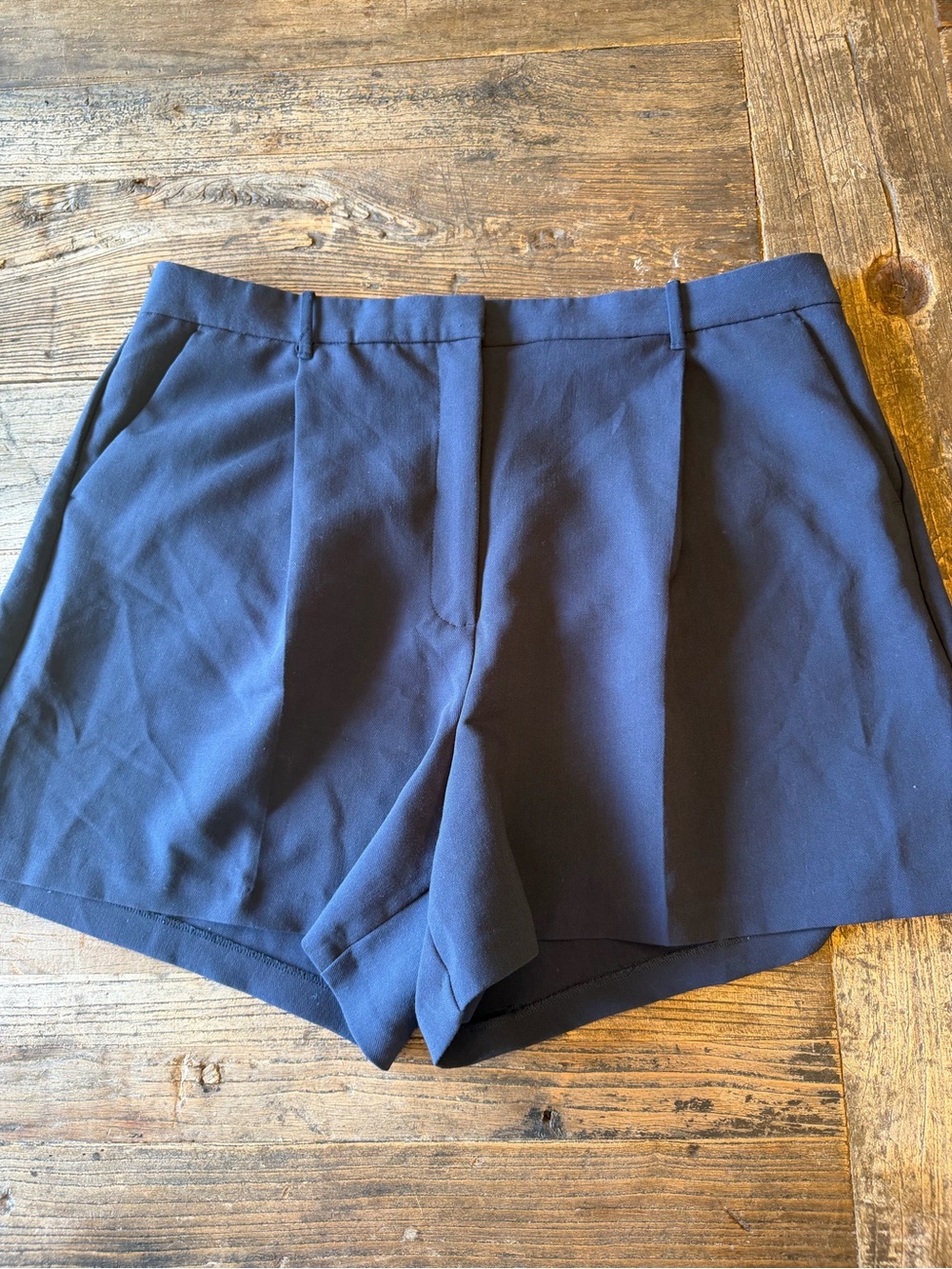 Abercrombie & Fitch Navy High-Waist Tailored Shorts